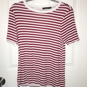 red + white striped tee